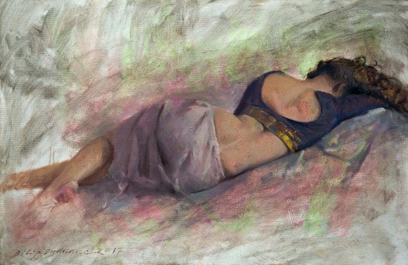 Figurative oil painting titled 'Untitled 18', 16x24 inches, by artist Dilip Dudhane on Canvas