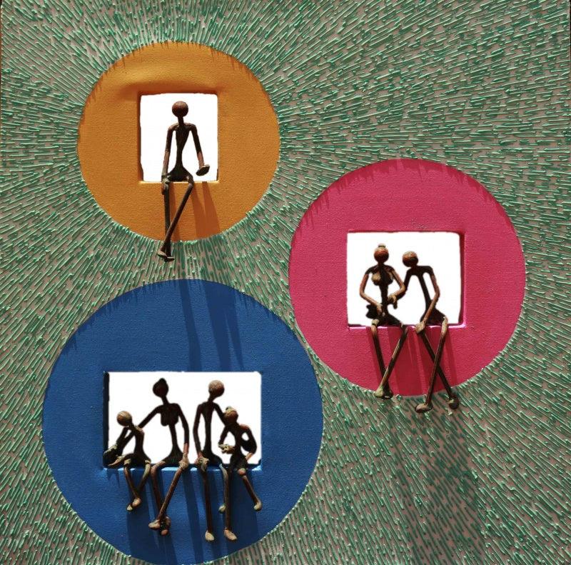 Mural sculpture titled 'Untitled 18', 30x30x2 inches, by artist Prabhakar Singh on Canvas Gesso, Metal