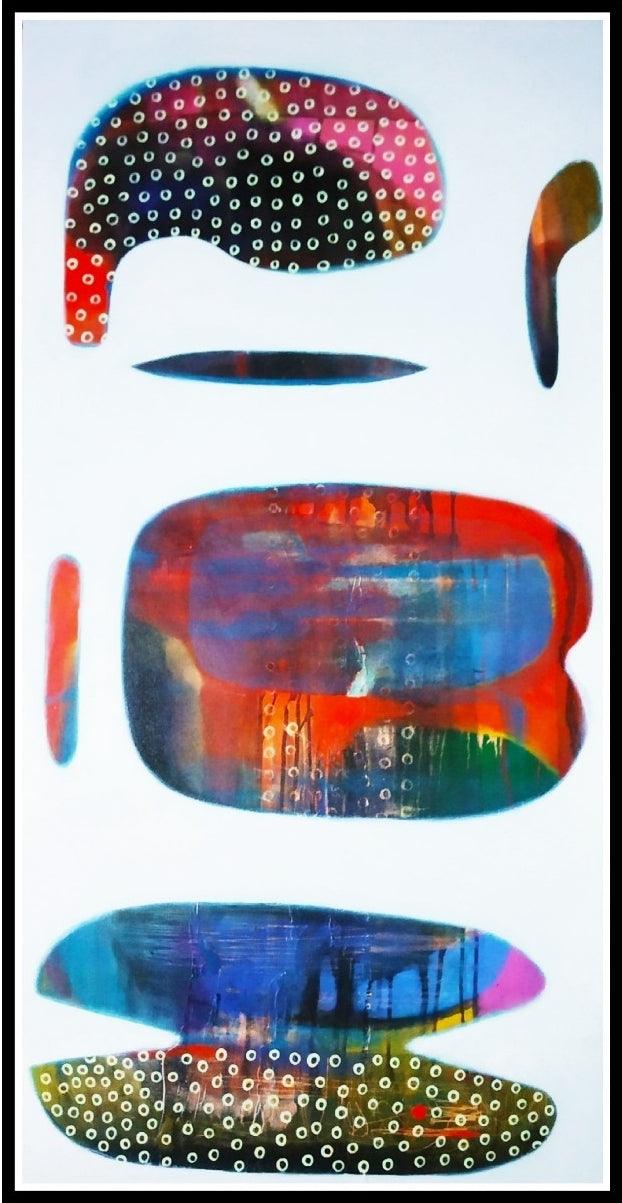 Abstract acrylic painting titled 'Untitled 18', 48x24 inches, by artist Yashwant Pawar on Canvas