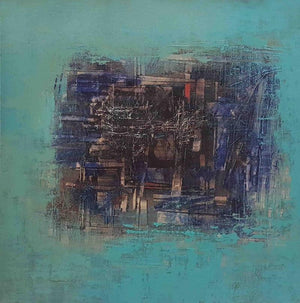Abstract oil painting titled 'Untitled 18', 48x48 inches, by artist Vipta Kapadia on Canvas