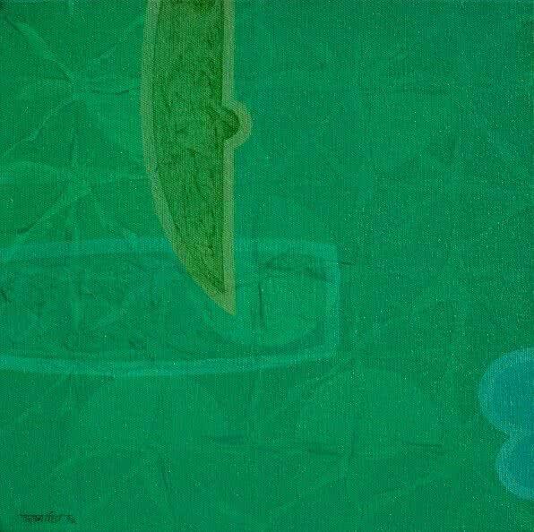 Abstract acrylic painting titled 'Untitled 19', 12x12 inches, by artist Bhushan Vaidhya on Canvas