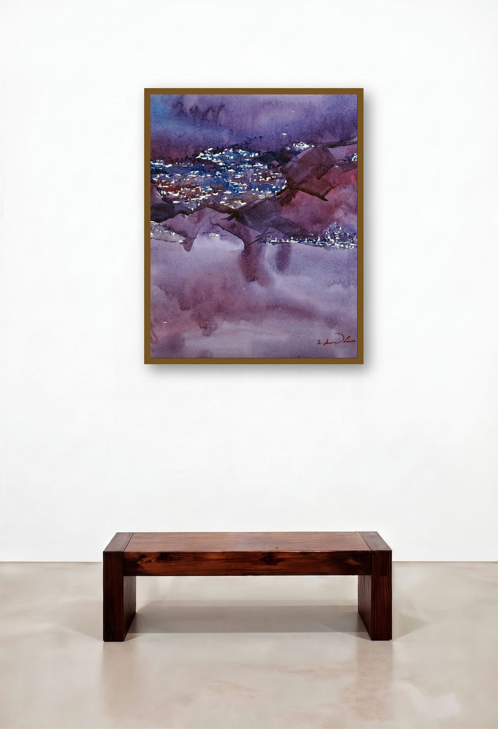 Untitled 19 (Night Lights) by artist Solomon Rajendiran displayed in a Boutique Hotel Style Dining Room