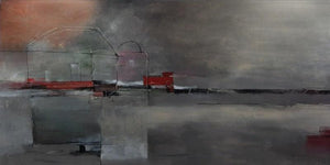 Abstract acrylic painting titled 'Untitled 2', 36x72 inches, by artist Akash Parkande on Canvas