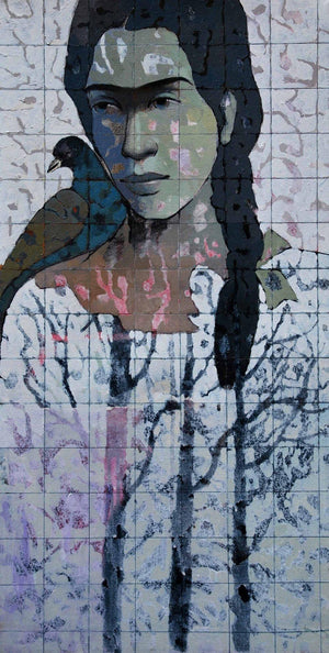 Untitled 2 by Swati Sable, Original Acrylic Figurative Painting on Canvas, Small Vertical Wall Art