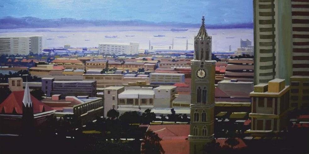 Cityscape acrylic painting titled 'Untitled 2', 30x60 inches, by artist Ritesh Chopda on Canvas