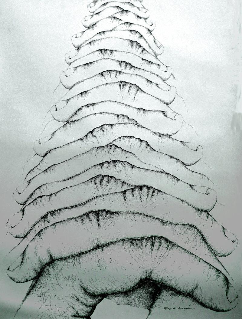 Abstract mixed media painting titled 'Untitled 2', 39x30 inches, by artist Pratap Manna on Acid Paper