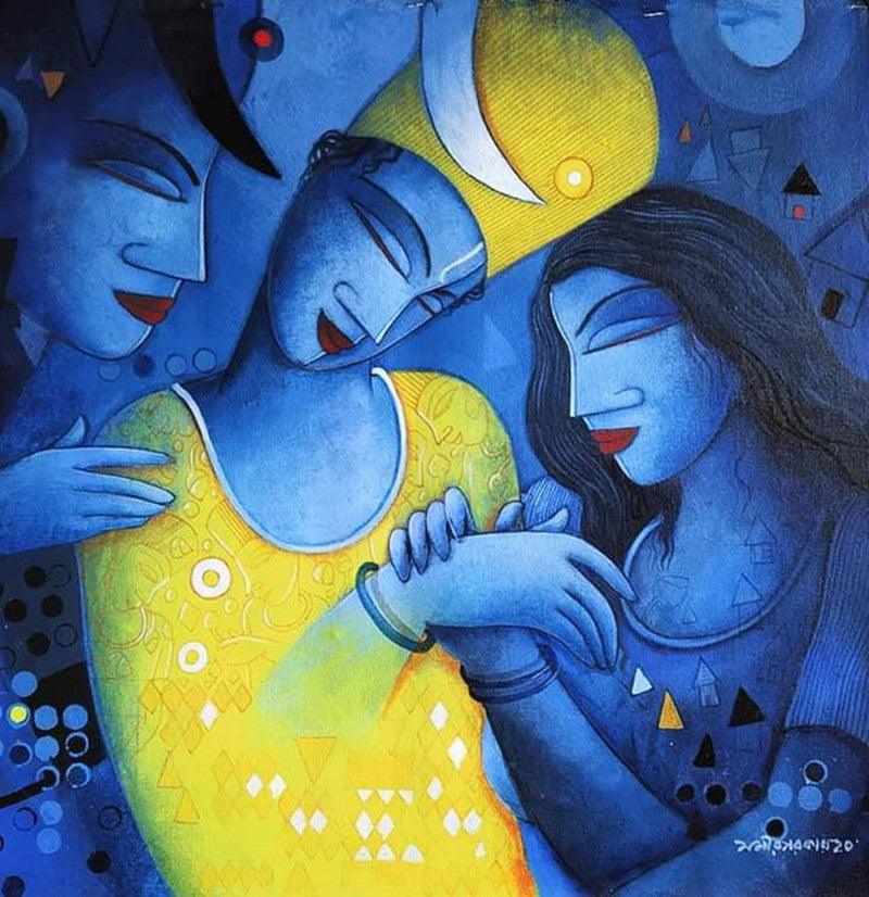 Figurative acrylic painting titled 'Untitled 2', 20x19 inches, by artist Samir Sarkar on Canvas