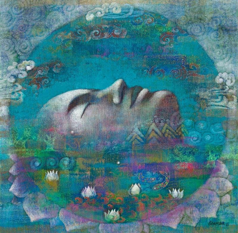 Figurative acrylic painting titled 'Untitled 2', 24x24 inches, by artist Shampa Sircar Das on Canvas