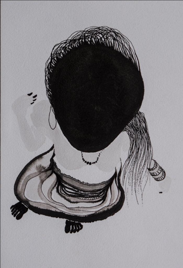 contemporary ink drawing titled 'Untitled 2', 14x11 inches, by artist Hema Mhatre on Paper