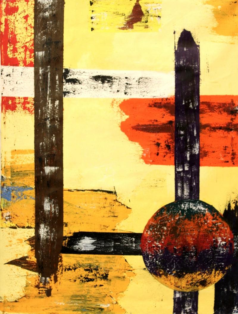 Abstract acrylic painting titled 'Untitled 2', 48x36 inches, by artist Rasid Pathan on Canvas