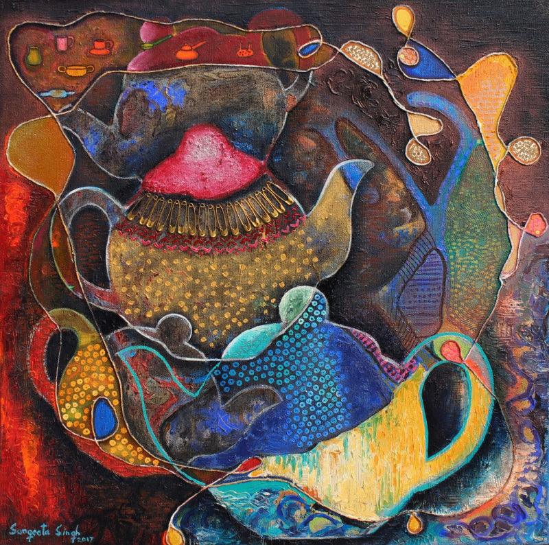 Still-life acrylic painting titled 'Untitled 2', 24x24 inches, by artist Sangeeta Singh on Canvas
