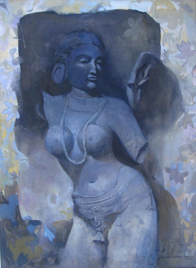 Figurative watercolor painting titled 'Untitled 2', 30x22 inches, by artist Bhargavkumar Kulkarni on Paper