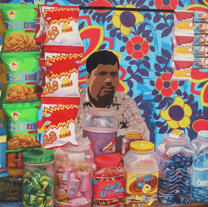 Figurative mixed media painting titled 'Untitled 2', 24x24 inches, by artist Sohan Jakhar on Canvas