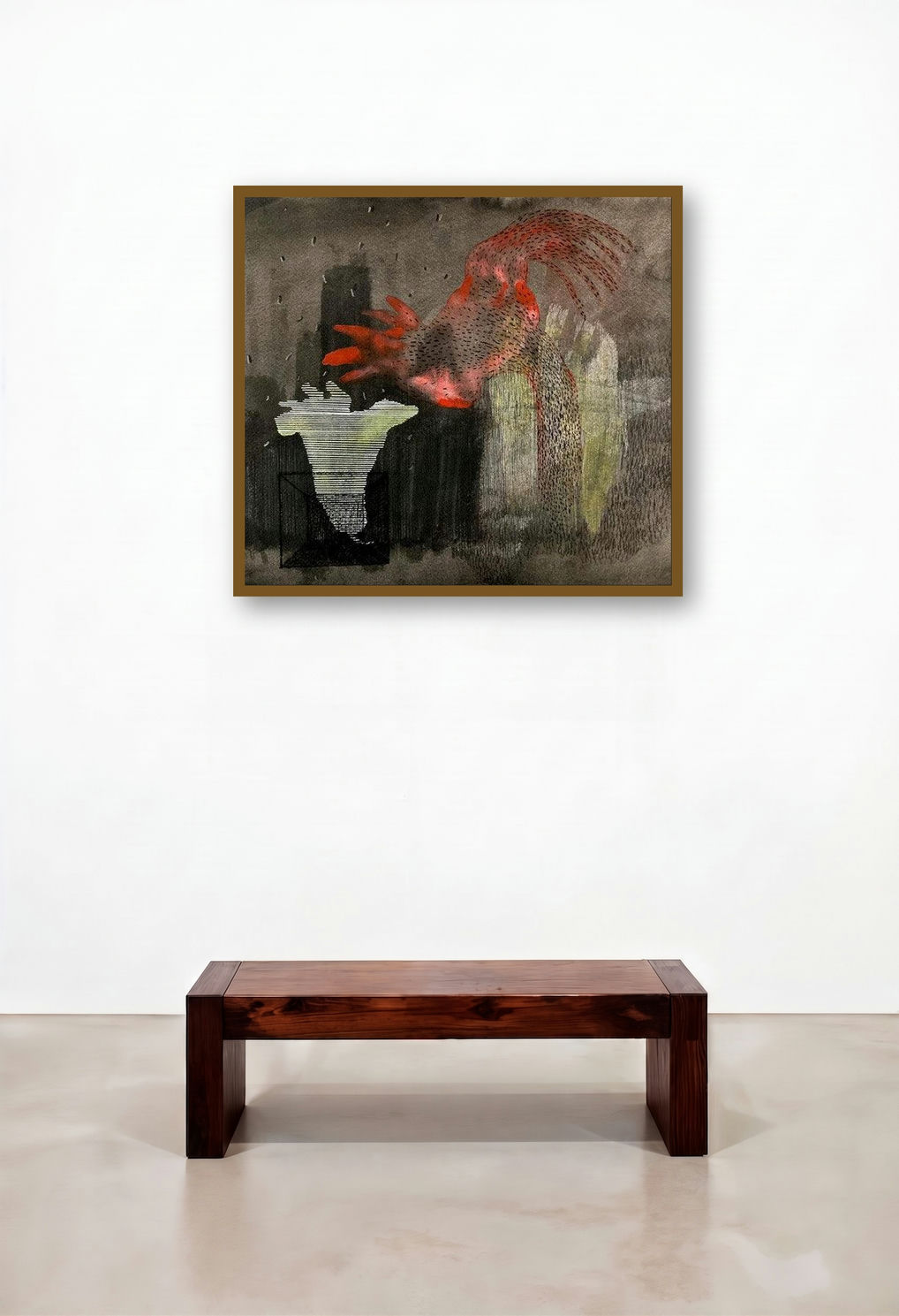 Untitled 2 (Unfurling) by artist Mohd Majeed Mansoori displayed in a Minimalist Dining Room