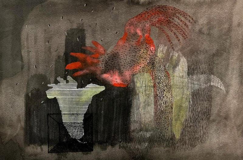 contemporary watercolor painting titled 'Untitled 2', 12x17 inches, by artist Mohd Majeed Mansoori on Paper