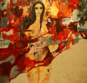 Nude acrylic painting titled 'Untitled 2', 36x36 inches, by artist Sunayana Malhotra on Canvas