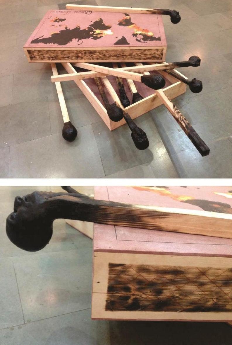 Still-life sculpture titled 'Untitled 2', 48x84x24 inches, by artist Navjot Sohal on Wood, Appoxy