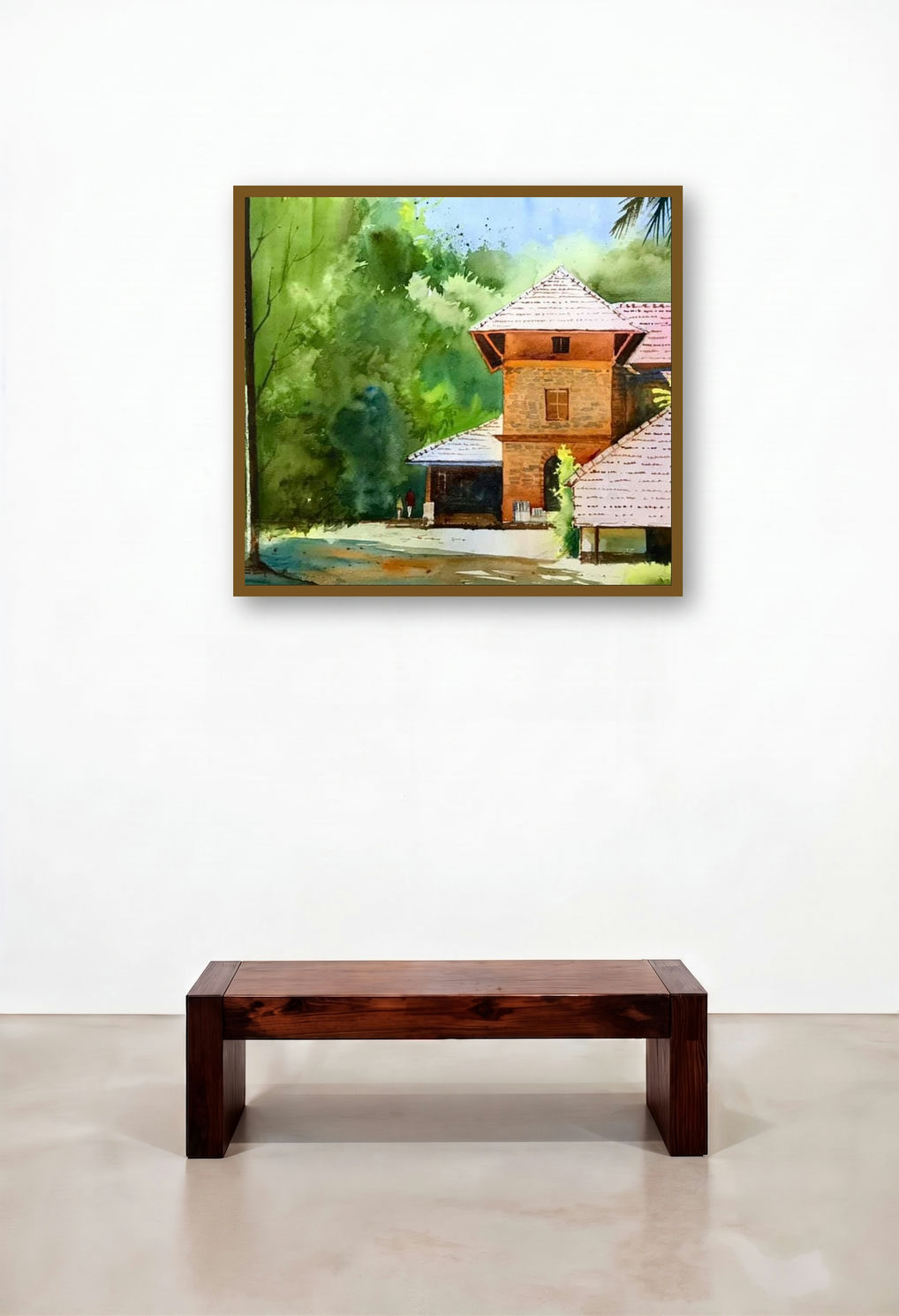 Untitled 2 (Serene Retreat) by artist Abhijeet Bahadure displayed in a Contemporary Dining Room