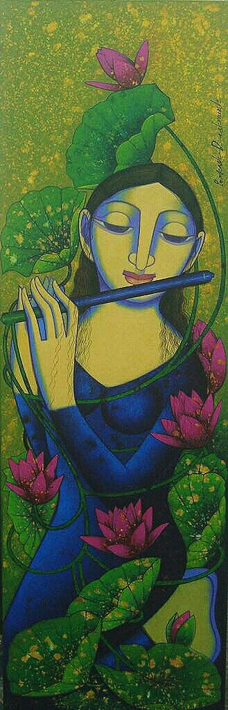 Figurative acrylic painting titled 'Untitled 2', 47x15 inches, by artist Prakash Deshmukh on Canvas