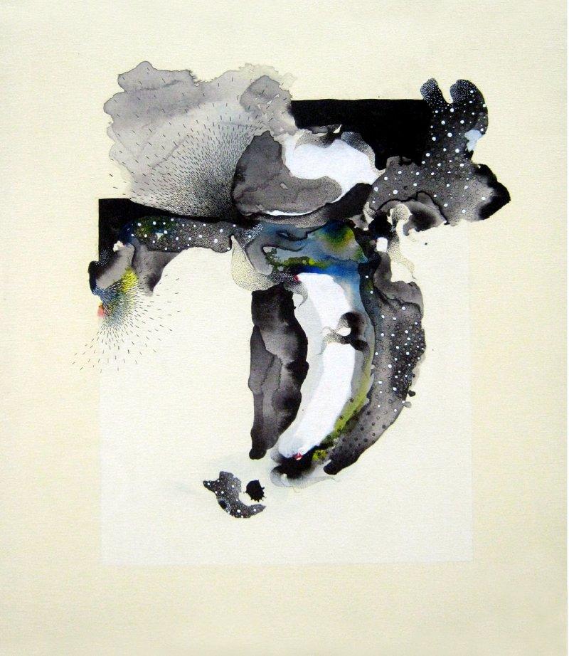 Abstract mixed media painting titled 'Untitled 2', 30x36 inches, by artist Huma Khan on Canvas