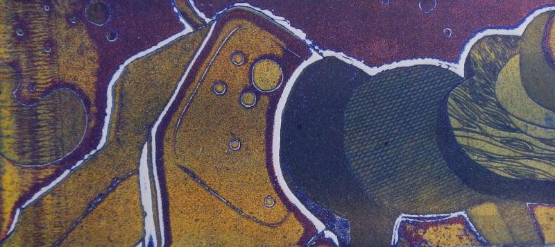 Abstract printmaking titled 'Untitled 2', 4x8 inches, by artist Radhika Barve on Paper