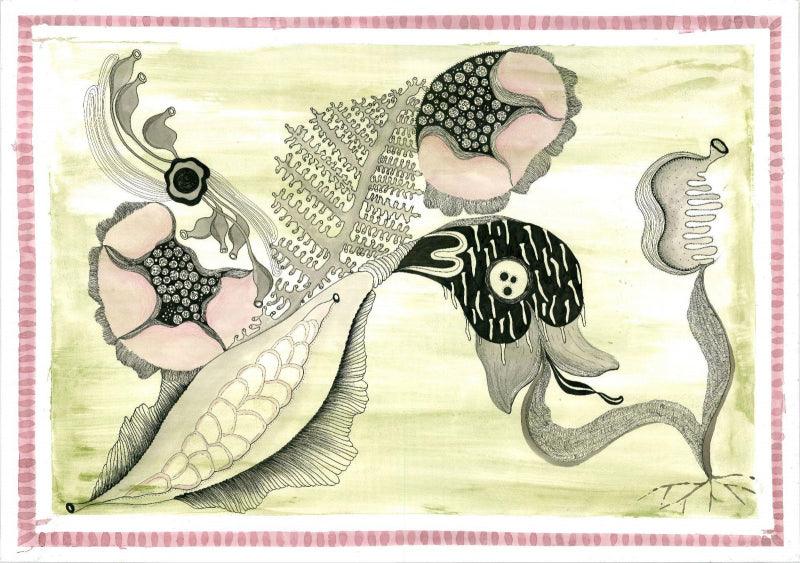 contemporary mixed media drawing titled 'Untitled 2', 17x24 inches, by artist Shikha Baheti on Paper