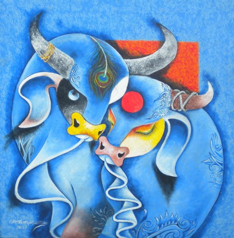 Animals acrylic painting titled 'Untitled 2', 24x24 inches, by artist Uttam Manna on Canvas