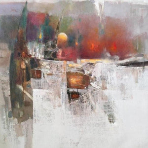 Abstract oil painting titled 'Untitled 2', 18x18 inches, by artist Ajay Deshpande on Canvas