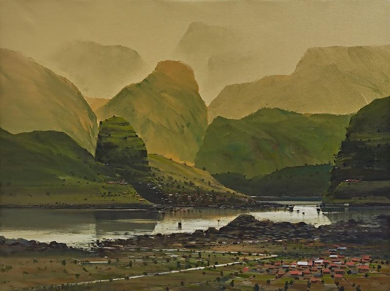Nature acrylic painting titled 'Untitled 2', 36x48 inches, by artist Mangesh Shinde on Canvas