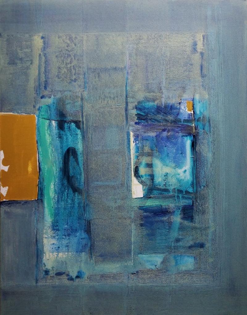 Abstract acrylic painting titled 'Untitled 2', 27x21 inches, by artist Sharad Tarde on Canvas