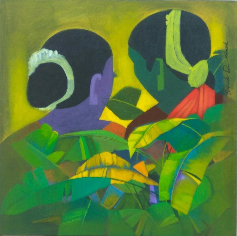 Figurative acrylic painting titled 'Untitled 2', 18x18 inches, by artist Prakash Deshmukh on Canvas