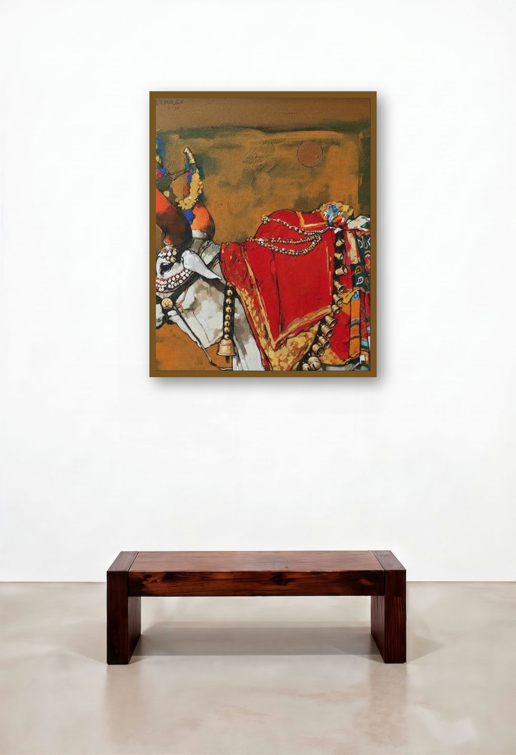 Untitled 2 (Majestic Bovine) by artist Satyajeet Varekar displayed in a Scandinavian Hotel Lobby