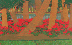 Nature tempera painting titled 'Untitled 2', 20x30 inches, by artist Sujit Das on Cloth