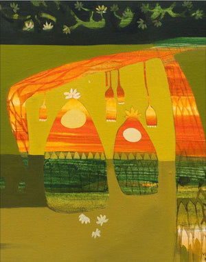 Cityscape acrylic painting titled 'Untitled 2', 18x18 inches, by artist Vaishali Patil on Canvas