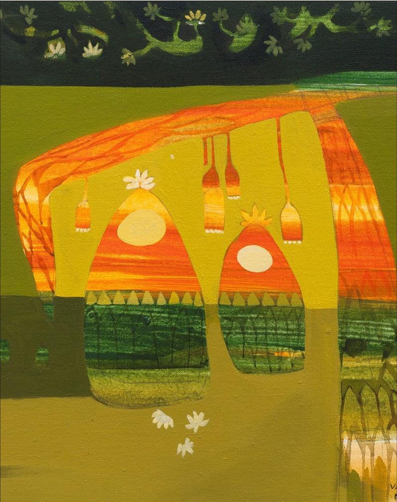 Cityscape acrylic painting titled 'Untitled 2', 18x18 inches, by artist Vaishali Patil on Canvas