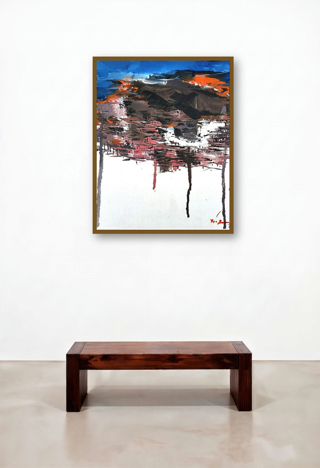 Untitled 2 (Himalayan Panorama) by artist Solomon Rajendiran displayed in a Contemporary Luxury Reception Area