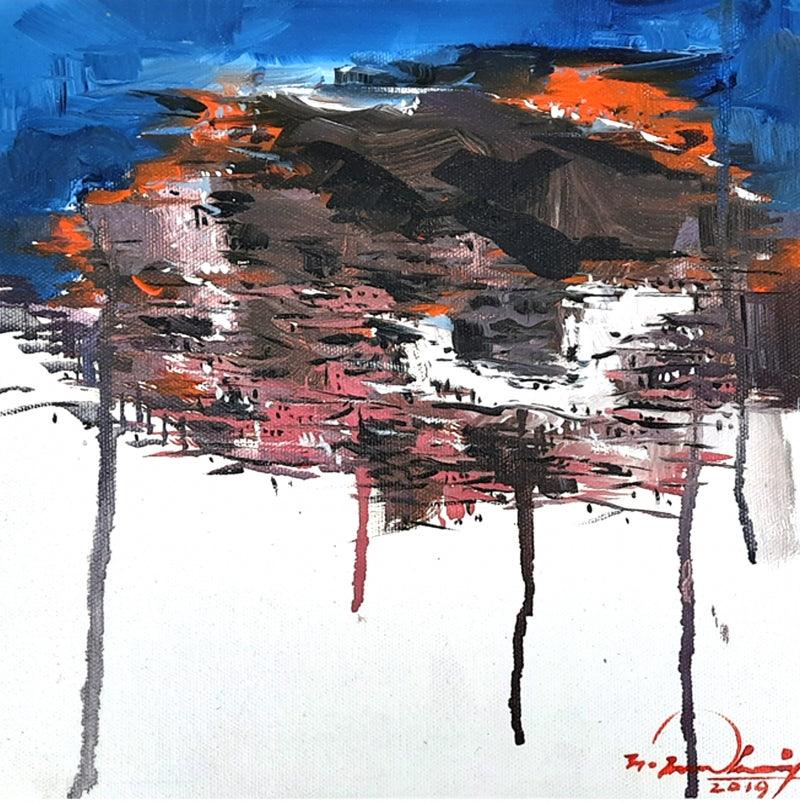 Landscape acrylic painting titled 'Untitled 2', 12x12 inches, by artist Solomon Rajendiran on Canvas