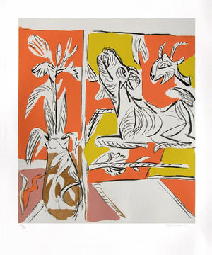 Figurative serigraphs painting titled 'Untitled 2', 36x30 inches, by artist K. G. Subramanyan on Paper