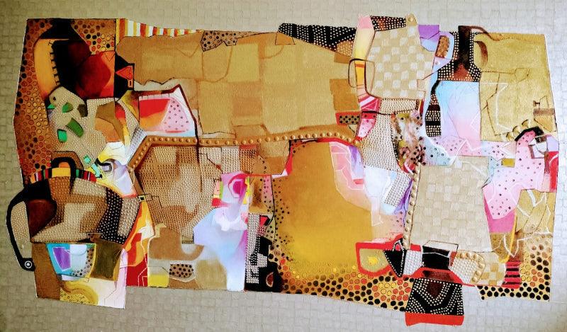 Abstract oil painting titled 'Untitled 2', 36x60 inches, by artist Bhaurao Bodade on Canvas