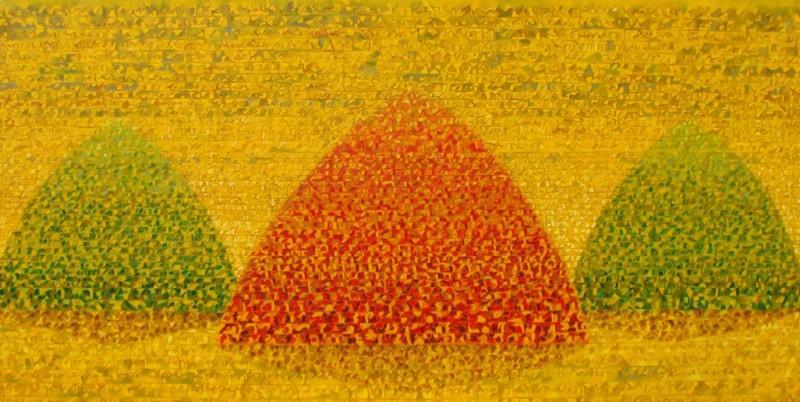 contemporary oil painting titled 'Untitled 2', 36x72 inches, by artist Kuldeep Karagaonkar on Canvas