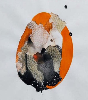 Abstract mixed media painting titled 'Untitled 2', 48x36 inches, by artist Huma Khan on Canvas