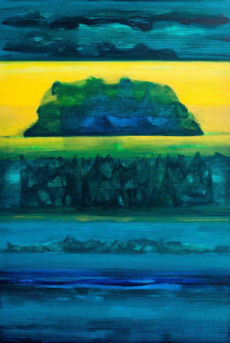 Abstract acrylic painting titled 'Untitled 2', 54x36 inches, by artist Chandan Bhowmick on Canvas