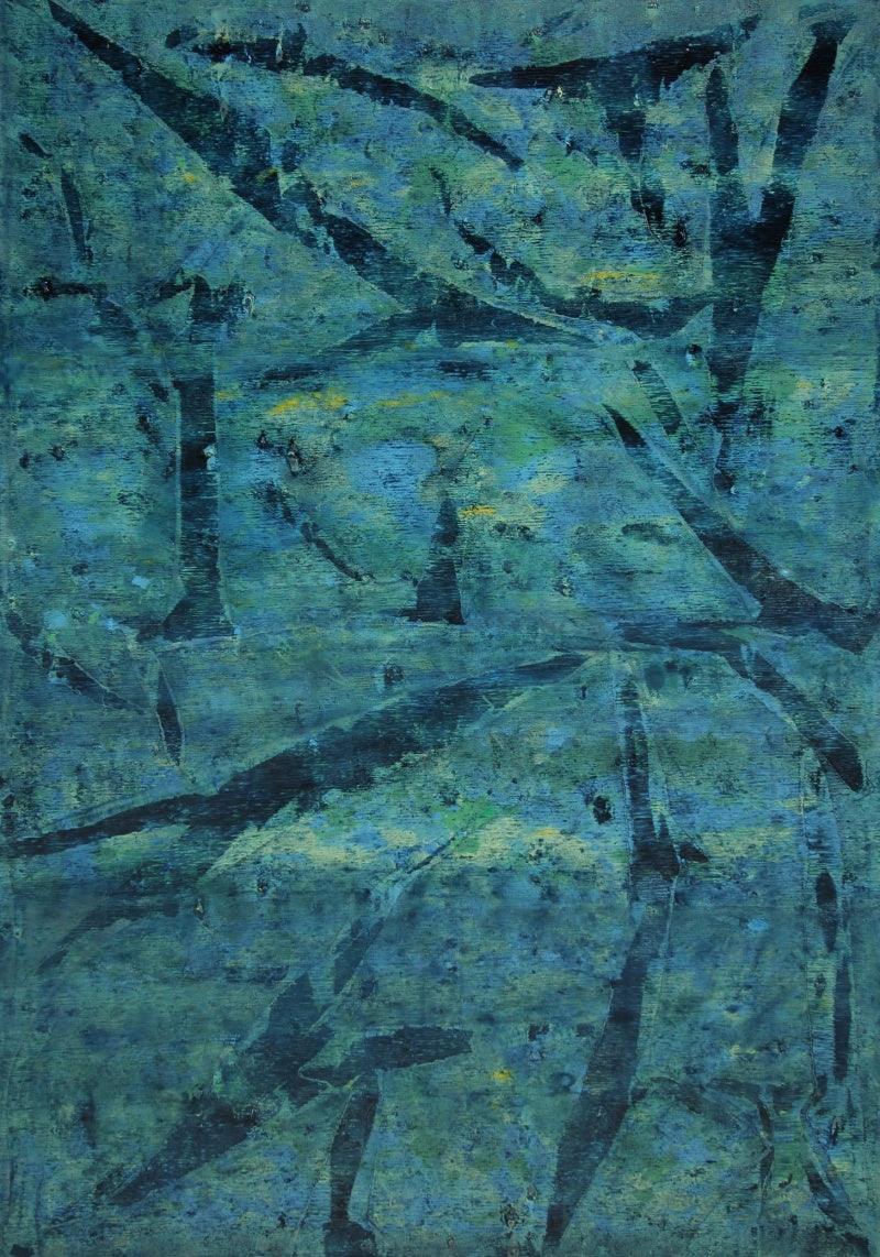 Abstract oil painting titled 'Untitled 2', 60x42 inches, by artist Mahesh Jagtap on Linen