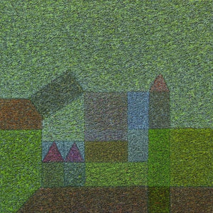Abstract oil painting titled 'Untitled 2', 18x18 inches, by artist Ganesh Chavan on Canvas