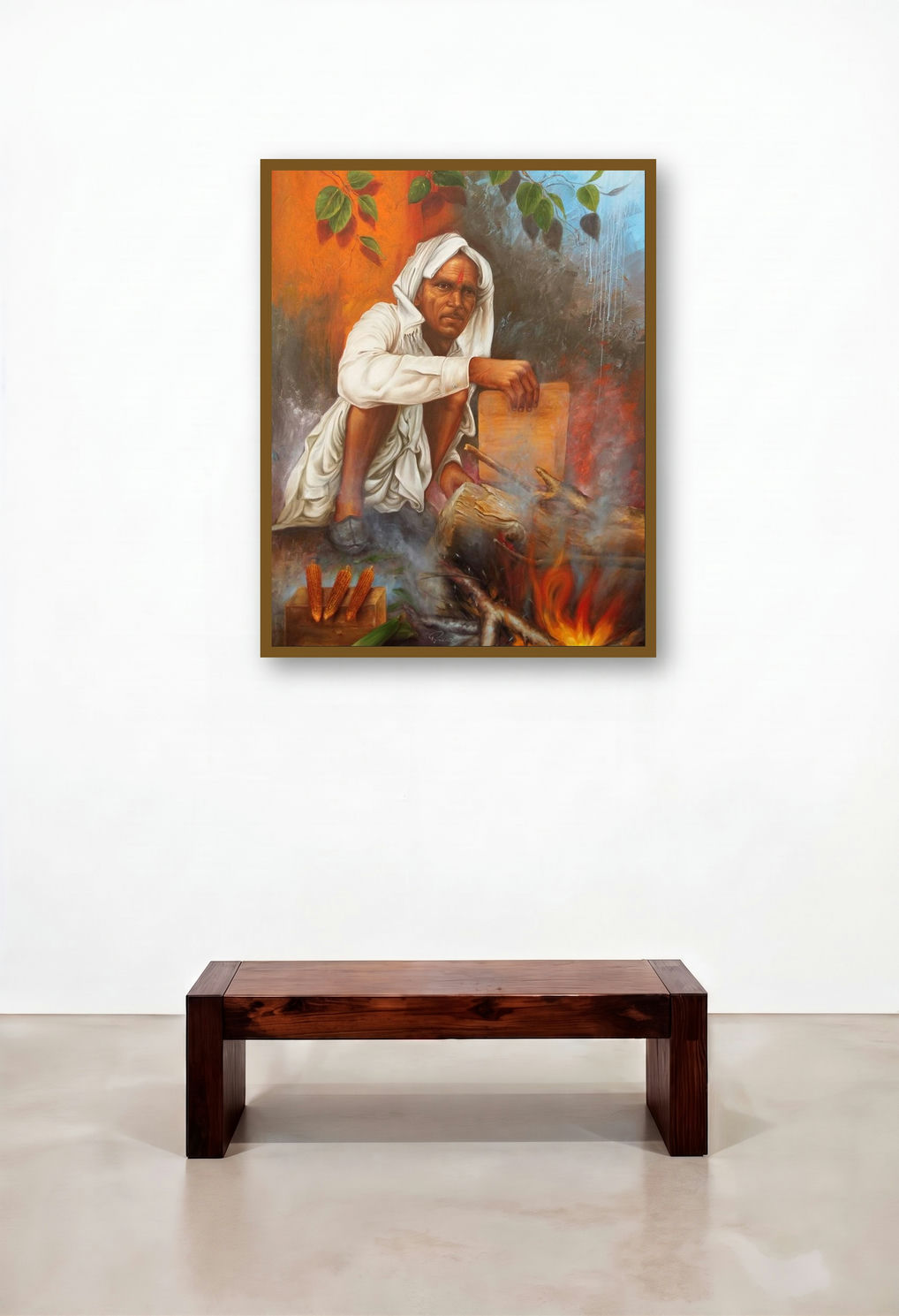 Untitled 2 (Blue Abstract) by artist Pradeep Kumar displayed in a Boutique Hotel Style Living Room
