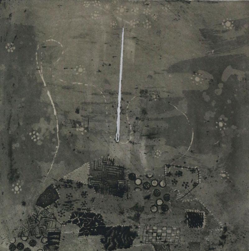 Abstract printmaking titled 'Untitled 2', 10x10 inches, by artist Milind Atkale on Paper