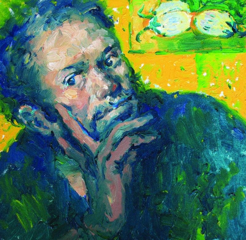 Portrait oil painting titled 'Untitled 2', 12x12 inches, by artist Gopal Gangawane on Canvas