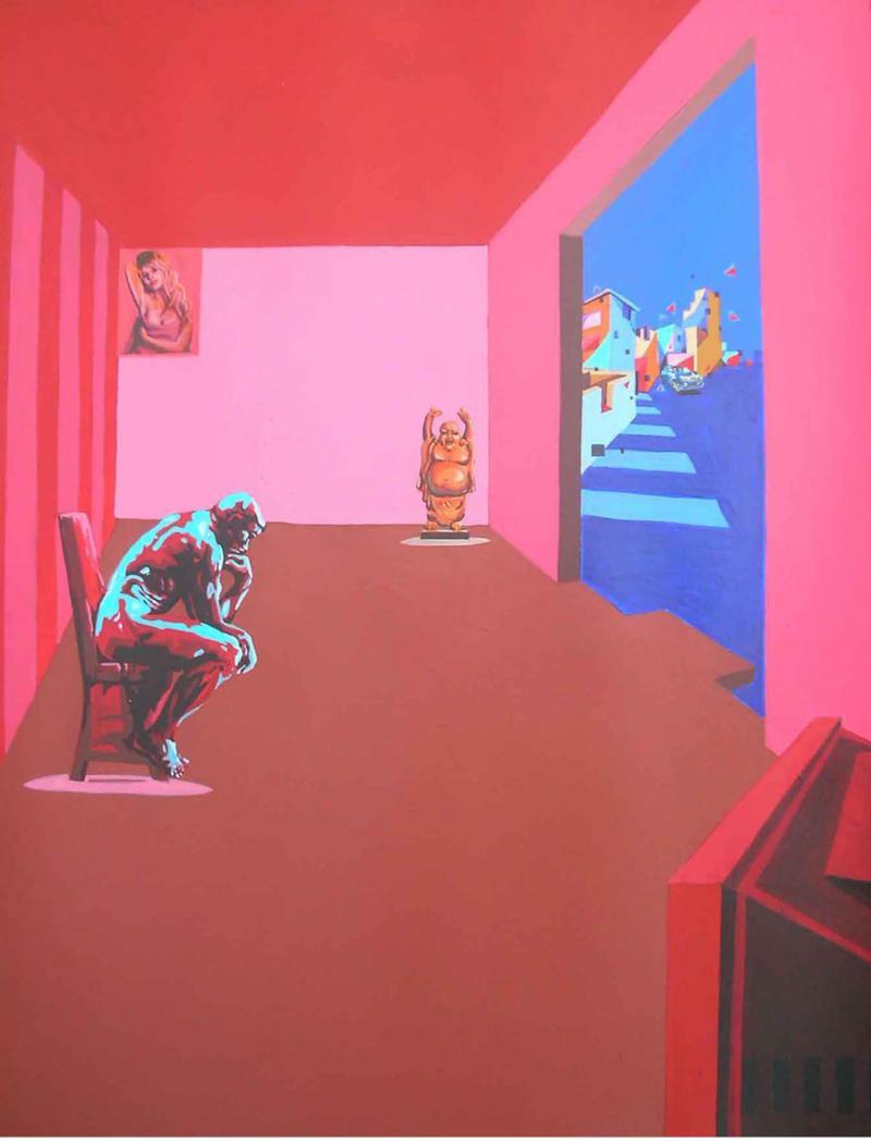 Fantasy mixed media painting titled 'Untitled 2', 20x26 inches, by artist Abhijit Paul on Paper