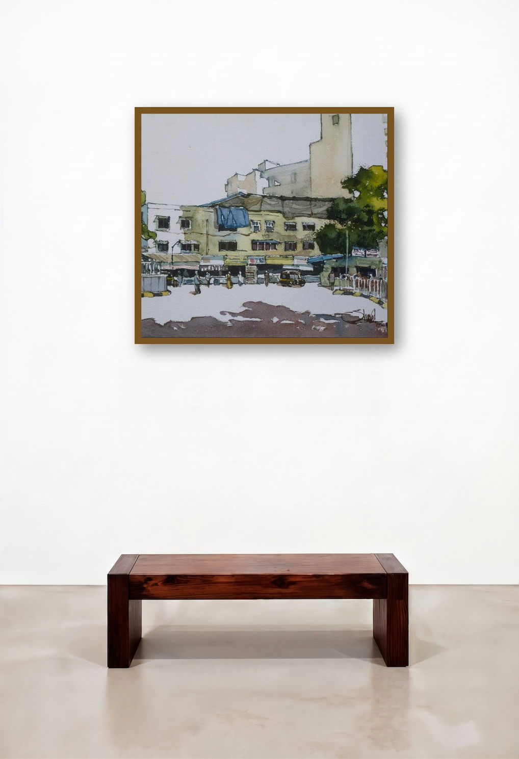 Untitled 2 (Urban Tapestry) by artist Sharad Tawade displayed in a Transitional Family Room