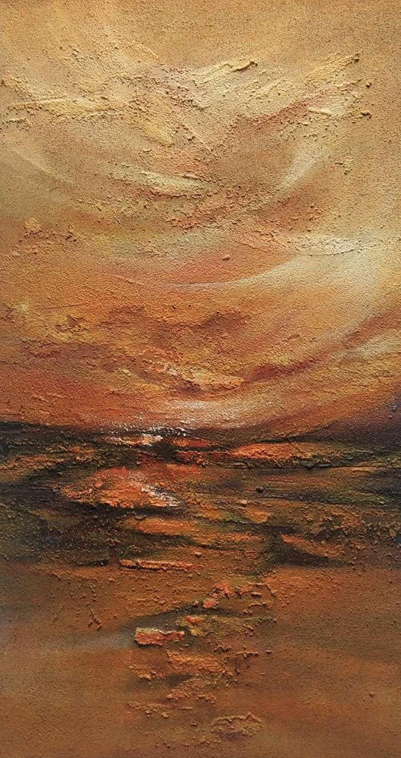 Abstract mixed media painting titled 'Untitled 2', 23x13 inches, by artist Shirish Mitbawkar on Mount Board